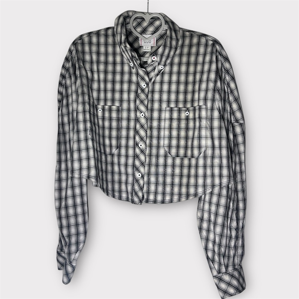 BDG Urban Outfitters women's plaid Black & White cropped button-up Shirt Small